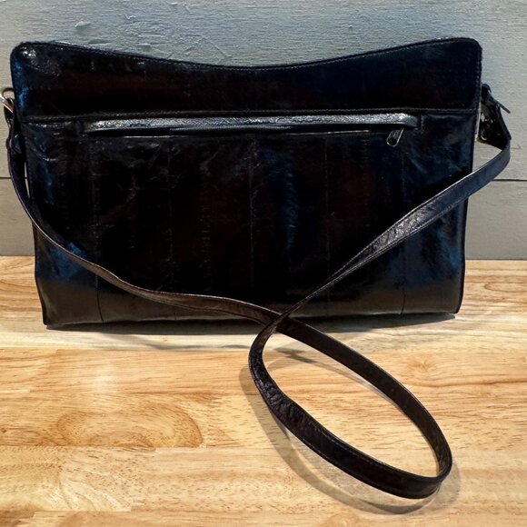 NORDSTROM Stylish Soft Eel Skin Designer Clutch/Shoulder Handbag Black - Picture 2 of 9